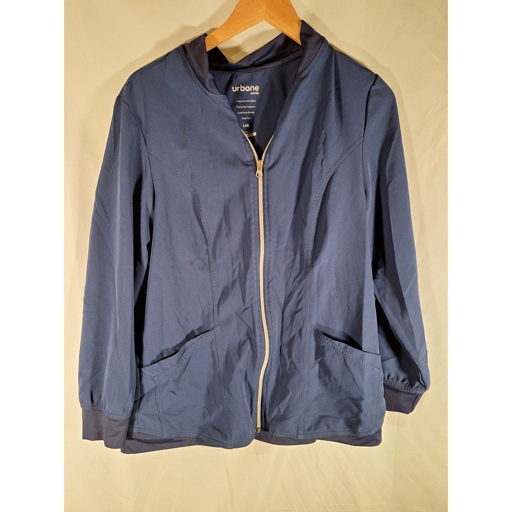 Urbane Aspire Womens Navy Blue Full Zip Scrub Jacket 9811 4-Way Stretch Large